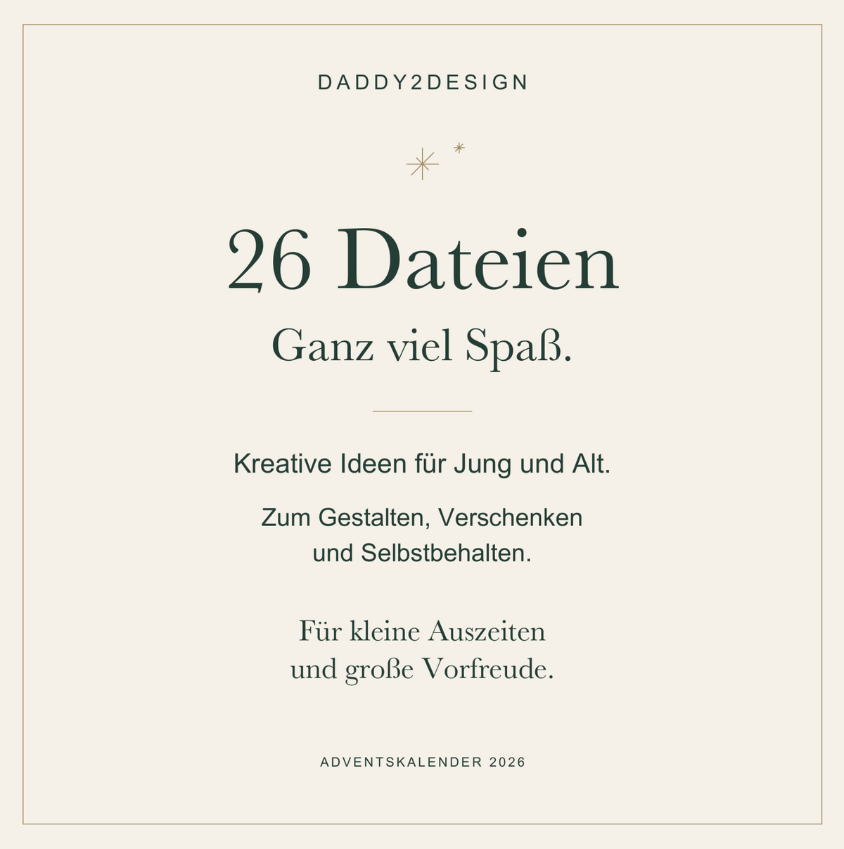 ADVENTSKALDER PLOTT 2026 Der große ADVENTSKALENDER 2026 von Daddy2Design